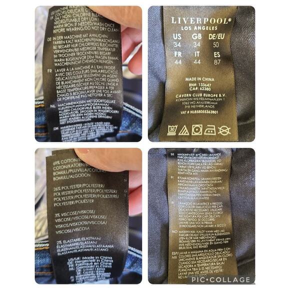 Liverpool Skinny Mens Jeans Size 34 X 36 (34 X 34.5) Whiskering Denim Blue - Picture 11 of 11